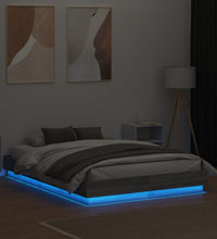 Bettgestell mit LED Grau Sonoma-Eiche 140x190 cm