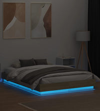 Bettgestell mit LED Sonoma-Eiche 135x190 cm