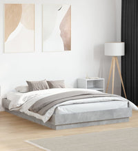 Bettgestell mit LED Betongrau 135x190 cm