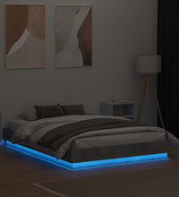 Bettgestell mit LED Betongrau 135x190 cm