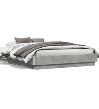 Bettgestell mit LED Betongrau 135x190 cm