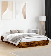 Bettgestell mit LED Räuchereiche 135x190 cm