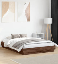 Bettgestell mit LED Braun Sonoma-Eiche 135x190 cm