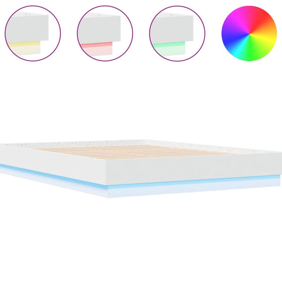 Bettgestell mit LED Weiß 120x190 cm