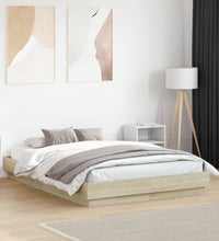 Bettgestell mit LED Sonoma-Eiche 120x190 cm