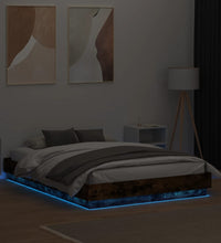 Bettgestell mit LED Räuchereiche 120x190 cm