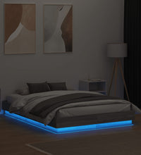 Bettgestell mit LED Grau Sonoma-Eiche 120x190 cm