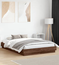 Bettgestell mit LED Braun Eiche-Optik 120x190 cm