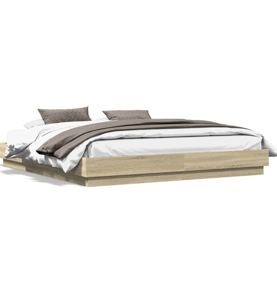 Bettgestell Sonoma-Eiche 200x200 cm Holzwerkstoff