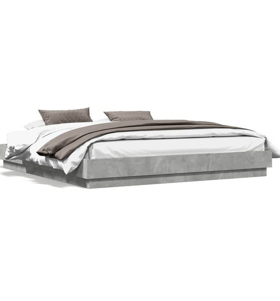 Bettgestell Betongrau 200x200 cm Holzwerkstoff