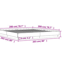 Bettgestell Grau Sonoma 200x200 cm Holzwerkstoff