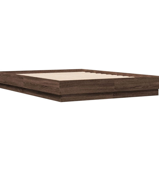 Bettgestell Braun Eichen-Optik 135x190 cm Holzwerkstoff
