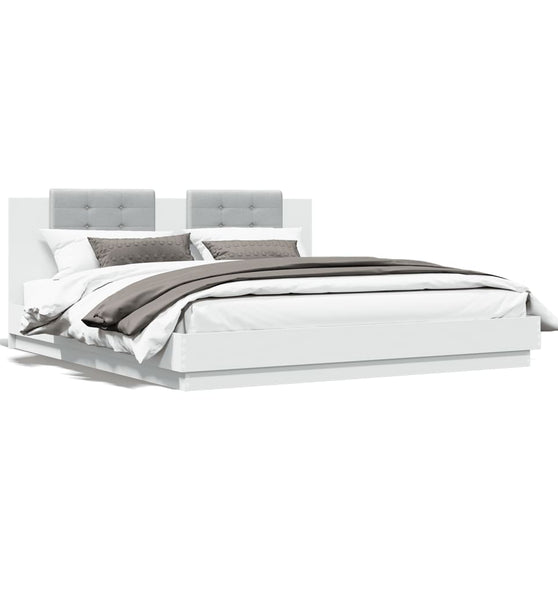 Bettgestell mit Kopfteil Weiß 200x200 cm Holzwerkstoff