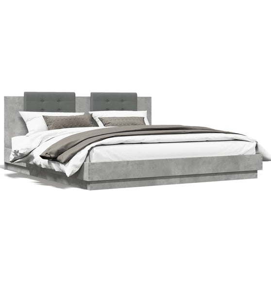 Bettgestell mit Kopfteil Betongrau 180x200 cm Holzwerkstoff