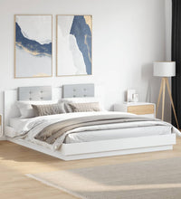 Bettgestell mit Kopfteil Weiß 160x200 cm Holzwerkstoff