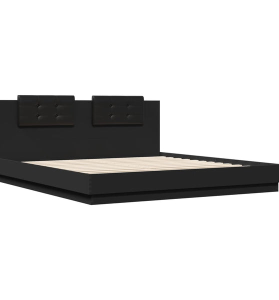 Bettgestell mit Kopfteil Schwarz 160x200 cm Holzwerkstoff