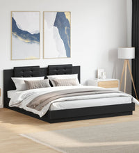 Bettgestell mit Kopfteil Schwarz 160x200 cm Holzwerkstoff