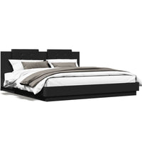 Bettgestell mit Kopfteil Schwarz 160x200 cm Holzwerkstoff