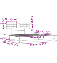 Bettgestell mit Kopfteil Sonoma-Eiche 160x200 cm Holzwerkstoff