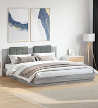 Bettgestell mit Kopfteil Grau Sonoma 160x200 cm Holzwerkstoff