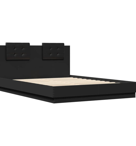 Bettgestell mit Kopfteil Schwarz 150x200 cm Holzwerkstoff