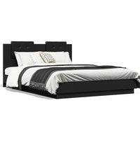 Bettgestell mit Kopfteil Schwarz 150x200 cm Holzwerkstoff