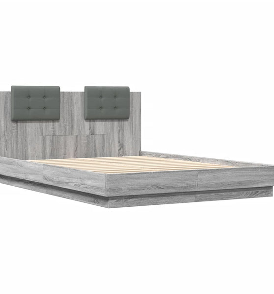 Bettgestell mit Kopfteil Grau Sonoma 150x200 cm Holzwerkstoff