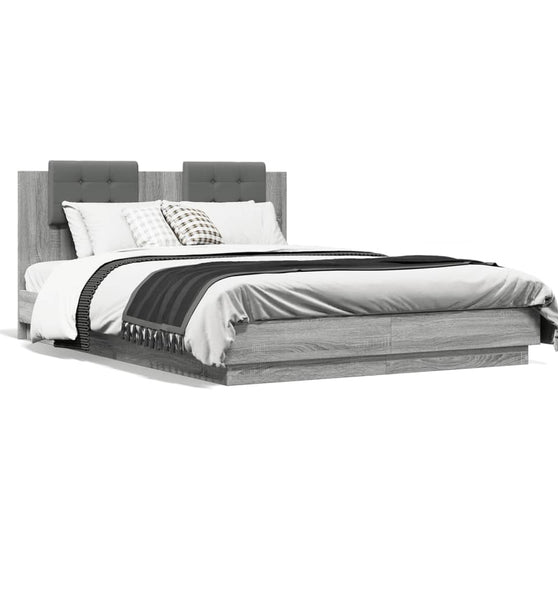 Bettgestell mit Kopfteil Grau Sonoma 150x200 cm Holzwerkstoff