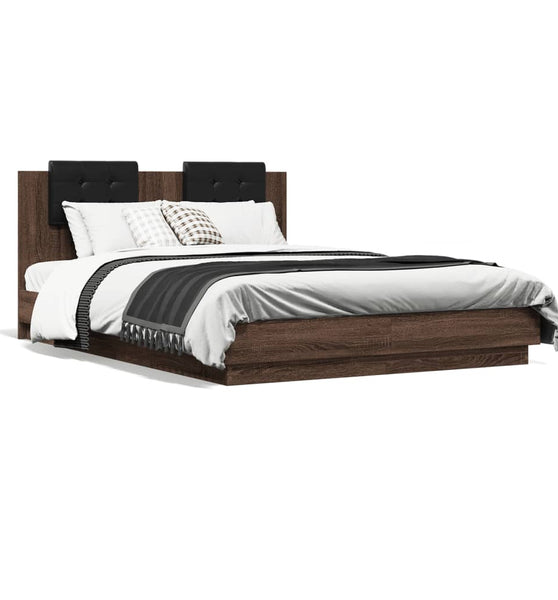 Bettgestell mit Kopfteil Braun Eichen-Optik 150x200 cm