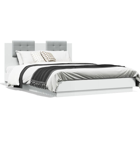 Bettgestell mit Kopfteil Weiß 140x200 cm Holzwerkstoff