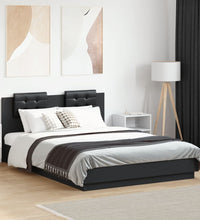 Bettgestell mit Kopfteil Schwarz 140x200 cm Holzwerkstoff