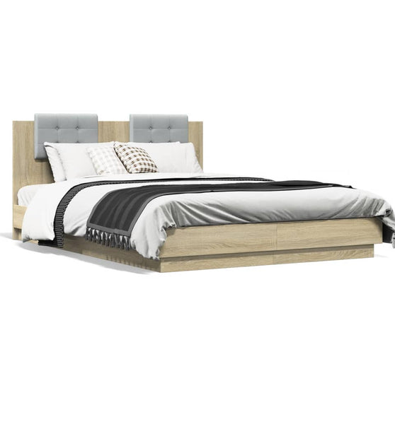 Bettgestell mit Kopfteil Sonoma-Eiche 140x200 cm Holzwerkstoff