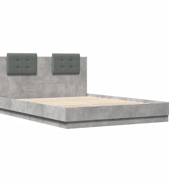 Bettgestell mit Kopfteil Betongrau 140x200 cm Holzwerkstoff