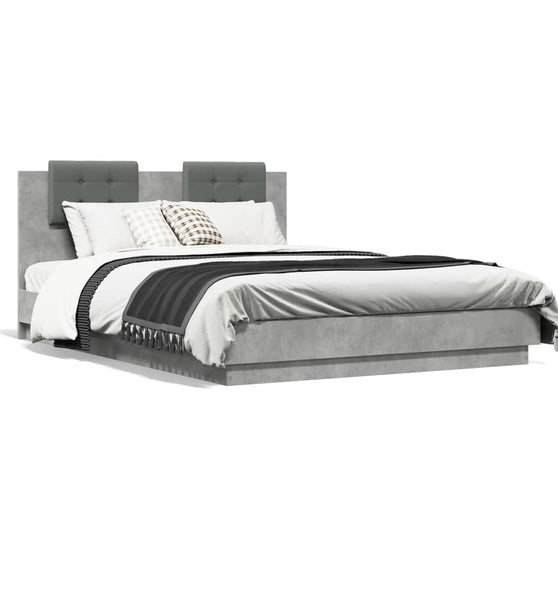 Bettgestell mit Kopfteil Betongrau 120x200 cm Holzwerkstoff