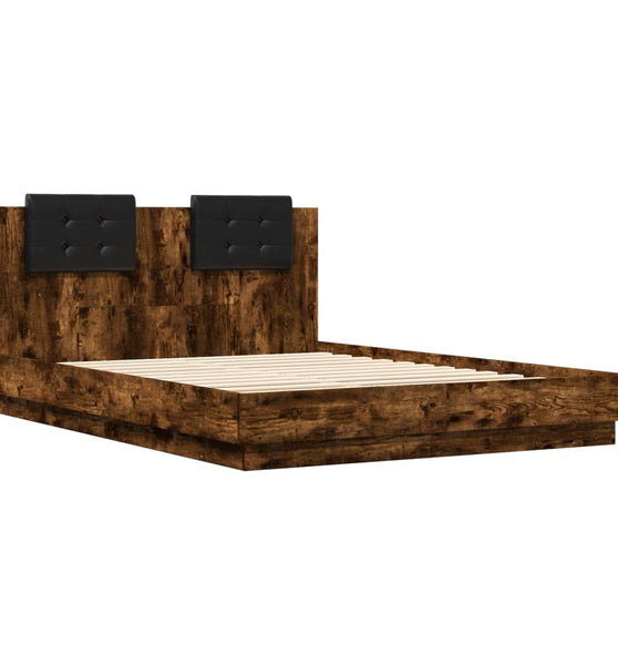 Bettgestell mit Kopfteil Räuchereiche 120x200 cm Holzwerkstoff