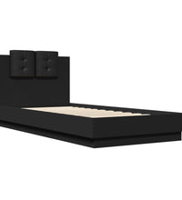 Bettgestell mit Kopfteil Schwarz 100x200 cm Holzwerkstoff