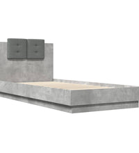 Bettgestell mit Kopfteil Betongrau 100x200 cm Holzwerkstoff