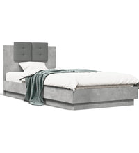 Bettgestell mit Kopfteil Betongrau 100x200 cm Holzwerkstoff