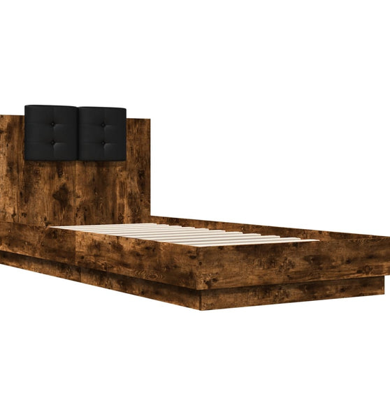 Bettgestell mit Kopfteil Räuchereiche 100x200 cm Holzwerkstoff