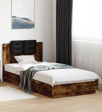 Bettgestell mit Kopfteil Räuchereiche 100x200 cm Holzwerkstoff