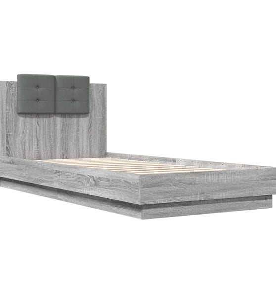 Bettgestell mit Kopfteil Grau Sonoma 100x200 cm Holzwerkstoff