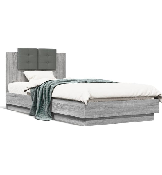 Bettgestell mit Kopfteil Grau Sonoma 100x200 cm Holzwerkstoff