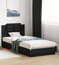 Bettgestell mit Kopfteil Schwarz 90x200 cm Holzwerkstoff