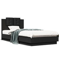 Bettgestell mit Kopfteil Schwarz 90x200 cm Holzwerkstoff