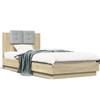 Bettgestell mit Kopfteil Sonoma-Eiche 90x200 cm Holzwerkstoff
