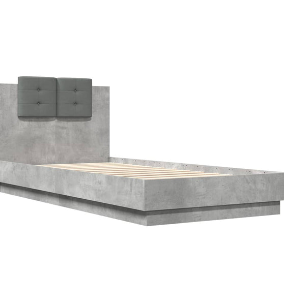 Bettgestell mit Kopfteil Betongrau 90x200 cm Holzwerkstoff