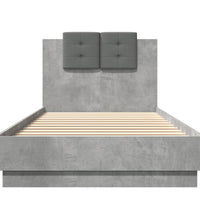Bettgestell mit Kopfteil Betongrau 90x200 cm Holzwerkstoff