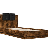 Bettgestell mit Kopfteil Räuchereiche 90x200 cm Holzwerkstoff