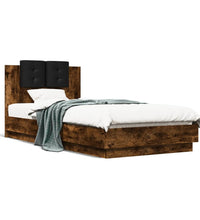 Bettgestell mit Kopfteil Räuchereiche 90x200 cm Holzwerkstoff