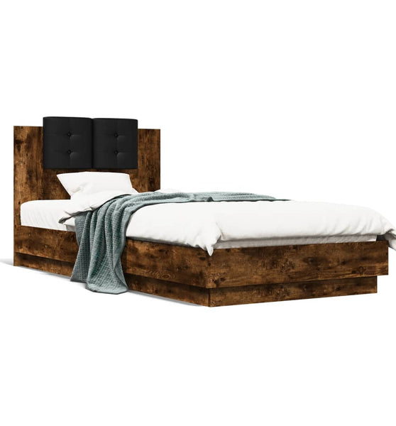 Bettgestell mit Kopfteil Räuchereiche 90x200 cm Holzwerkstoff